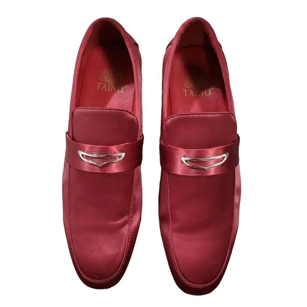 Tayno‎ COLE Wine Men's Slip On Grey Satin Loafers 8.5